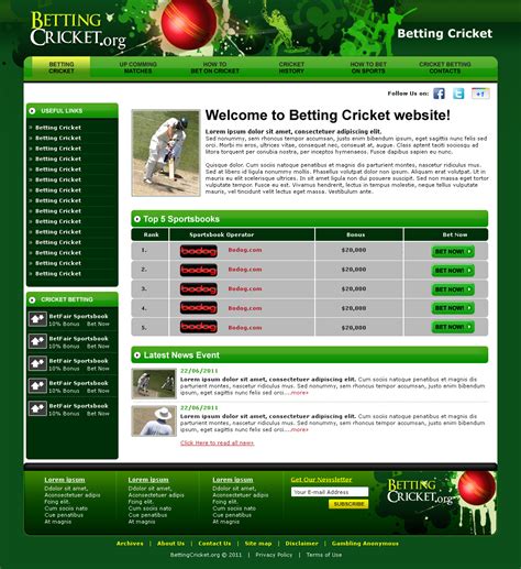 cricket betting website template.